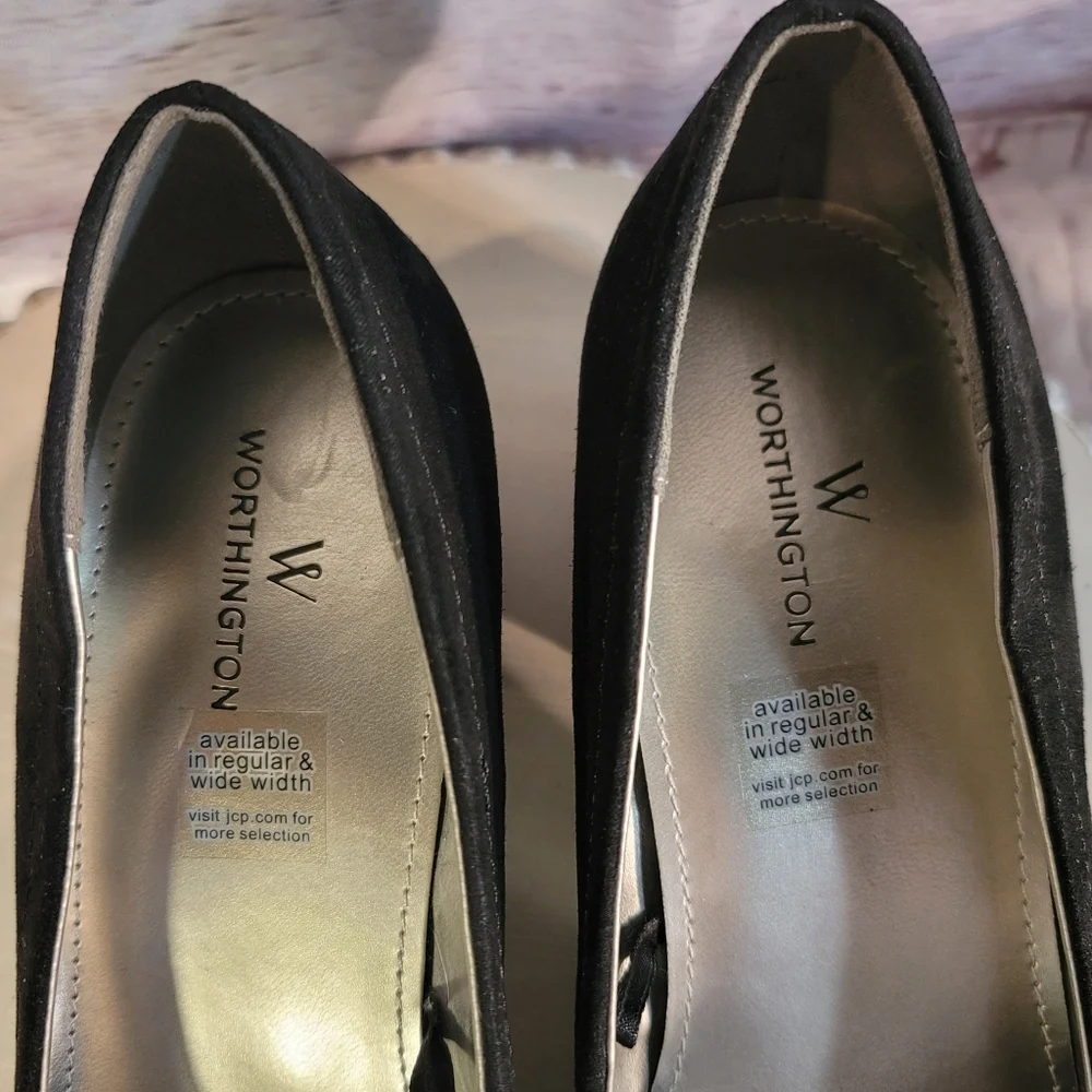 NWOT Worthinton LANA Black Women's Block Heel Pump Shoes Size 8.5